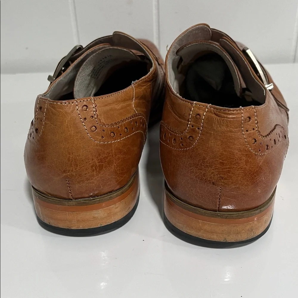 Giorgio V Brown Leather Monk Strap Wingtip Dress Shoes Sz 10M